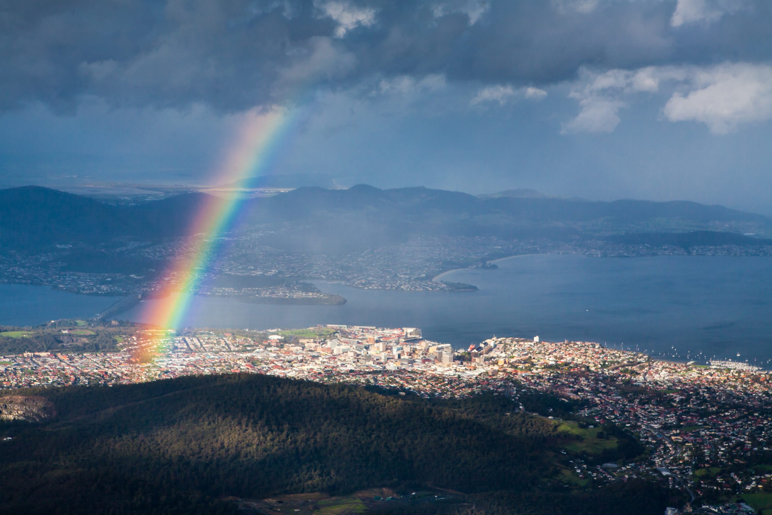 View from Mt Wellington over Hobart in Tasmania